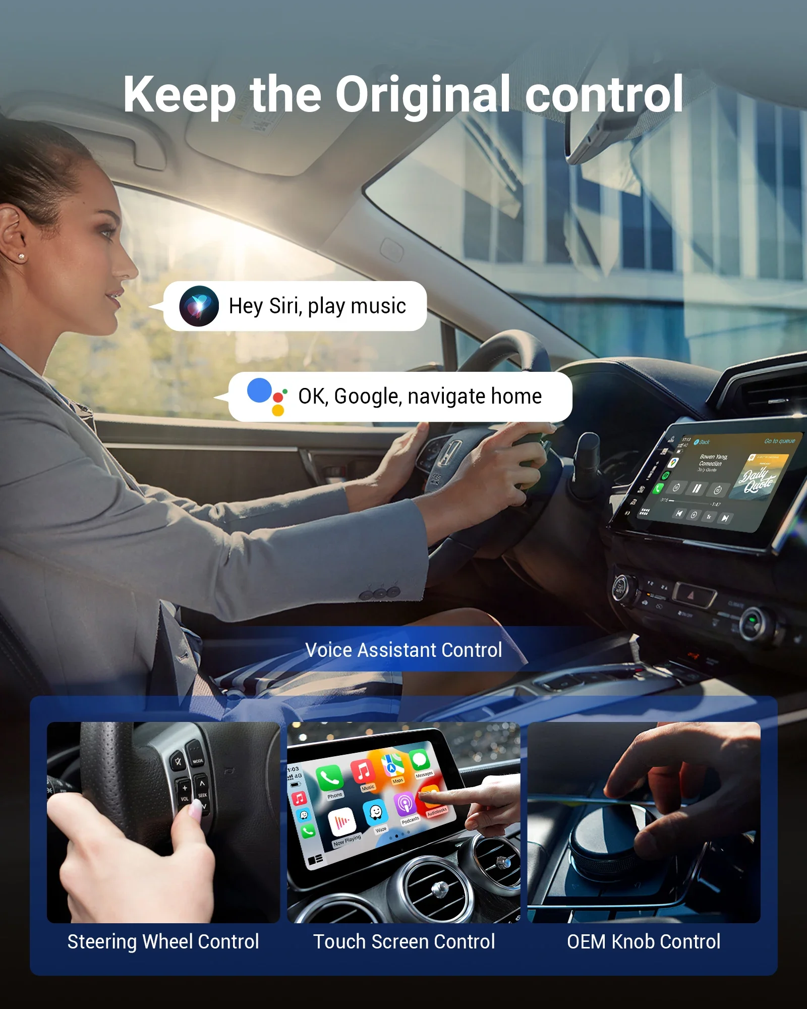 OTTOCAST Wireless CarPlay Android Auto Adapter Built-in Youtube/Netflix/Tik Tok/IPTV Ai Box for Cars with Wired Carplay NO Delay