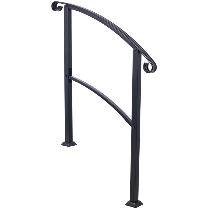 Handrails for Outdoor Steps, Fit 1 or 3 Steps Outdoor Stair Railing, White Wrought Iron Handrail, Flexible Front Porch Hand Rail, Transitional Handrails for Concrete Steps or Wooden Stairs - view 6