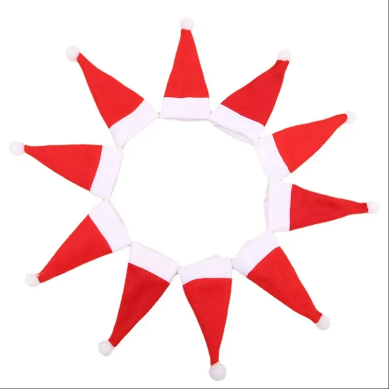 زينة عيد الميلاد 12 سنتيمتر قبعة عيد الميلاد الصغيرة أدوات المائدة سكين شوكة غطاء زجاجة النبيذ الشمبانيا غطاء مهرجان ديكور مجموعة أدوات المائدة #1