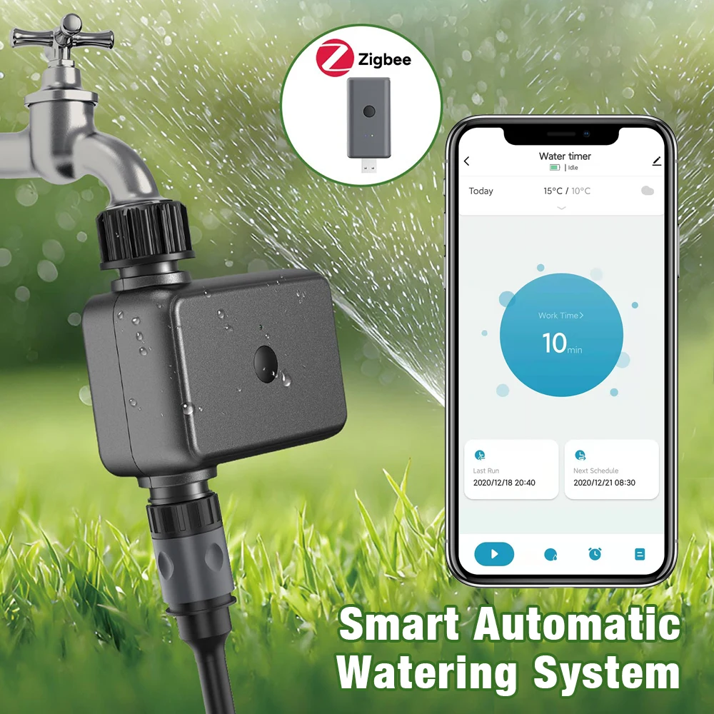 Tuya Wifi Smart Irrigation Watering System Automatic Water Timer Sprinkle Timer Hose Control Unit Support Alexa for Garden