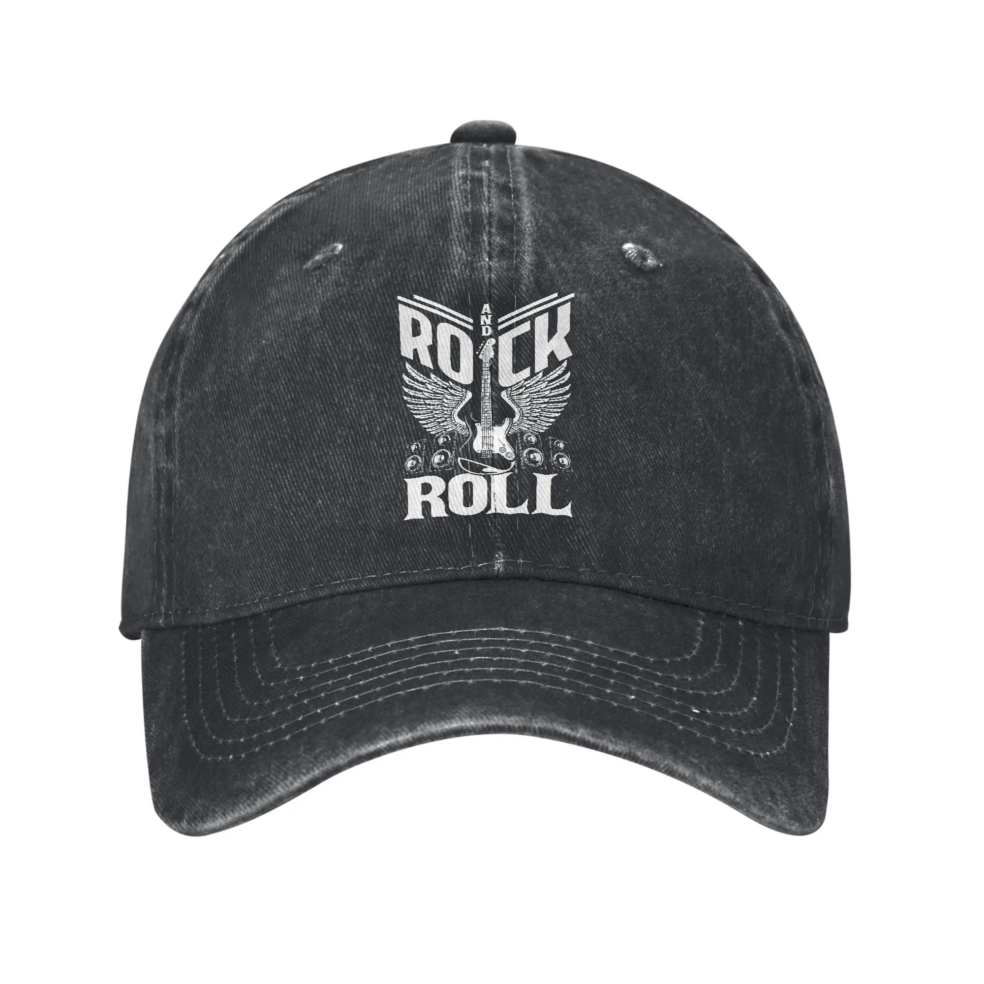 Guitar-Bass Rock and Roll Musician Men Women Baseball Cap Wings Distressed Denim Hats Vintage Outdoor Adjustable Fit Snapback