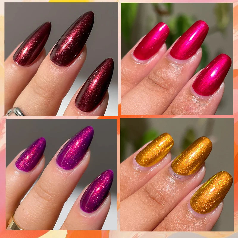 LILYCUTE 7ml Metallic Gel Nail Polish Quick-drying Sparkling Glitter Chrome Red Mirror Effect Soak off UV LED Nail Gel Varnish