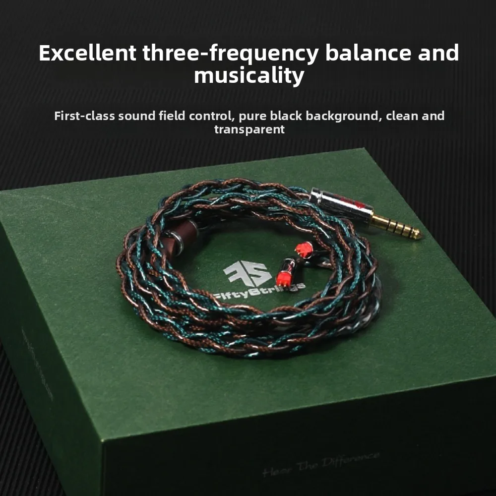 

FiftyStrings Marshal Headphone Upgrade Cable 6N Single Crystal Copper Silver Braid Coaxial Shielding 3.5+2.5+4.4mm Balanced plug