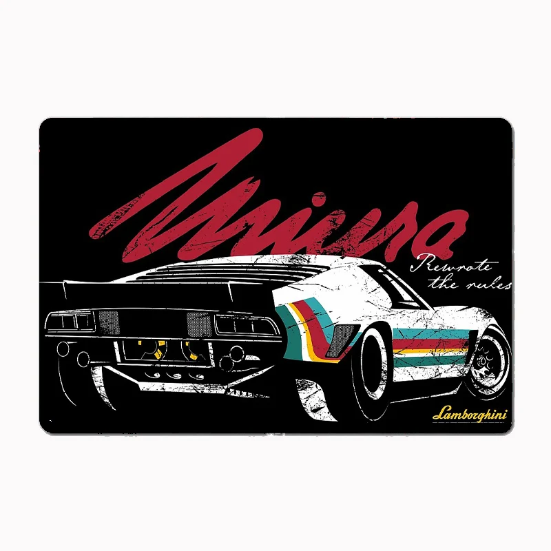 Miura Classic Sports Car Metal Poster Sign Club Mural Wall Art Plaque Tin Room Decoration Home Decor