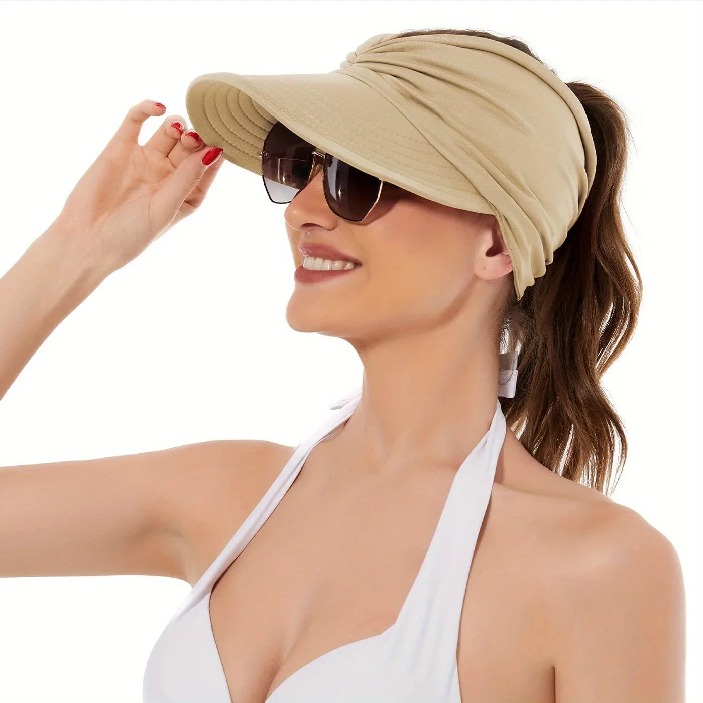 Beach Sunshade Hat for Women 2024 Spring/Summer New Empty Top Hat for Women\'s Outdoor Sports Cap