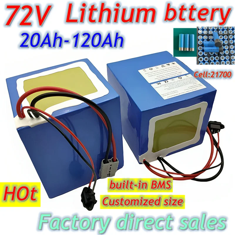 

MS au lithium-ion avec charger,72V 60Ah, , 50Ah, 80Ah, 72V, 40Ah, 100Ah, films, ion pour scooter, vélo électrique, moto, camion