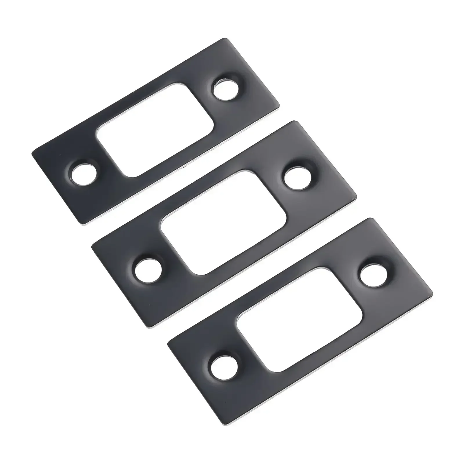 2-4pcs Black Stainless Steel Standard Tubular Latch Replacement Plate Adjustable Revolving Door Strike For Steel Frame Systems