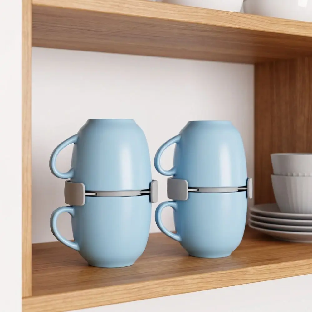 6Pcs Minimalist Adjustable Cup Holder Expandable Stackable Cup Organizer Retractable Space Saving Mug Stacker Kitchen Cupboard