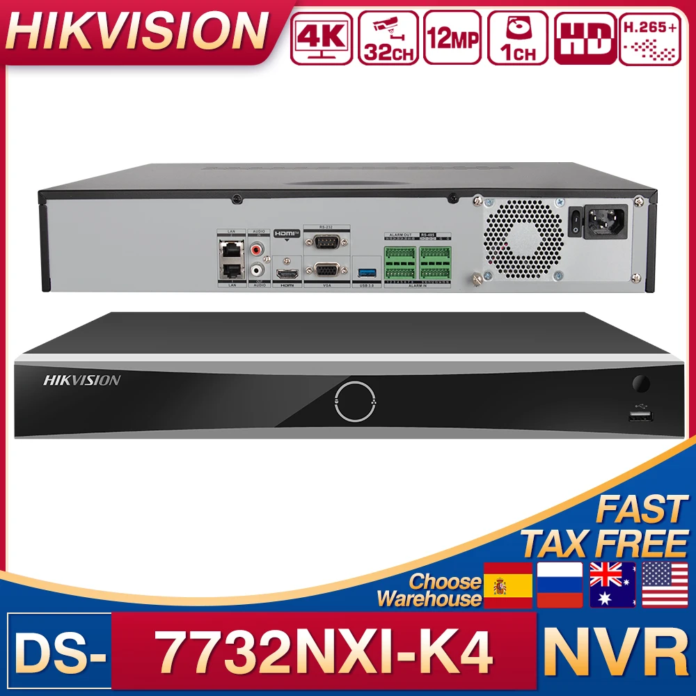 

Original Hikvision 4K 32CH H.265+ 4HDD AcuSense NVR DS-7732NXI-K4 NVR CCTV Security Surveillance Network Video Recorder