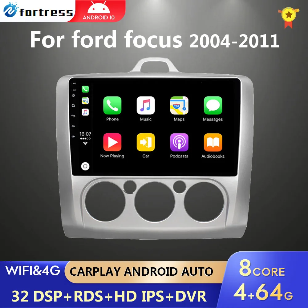 

Автомагнитола 2 Din для Ford Focus Exi MT AT 2004-2011, мультимедийный плеер 9 дюймов, 4G + WiFi, Android 10, GPS-навигация, типоразмер 2 Din