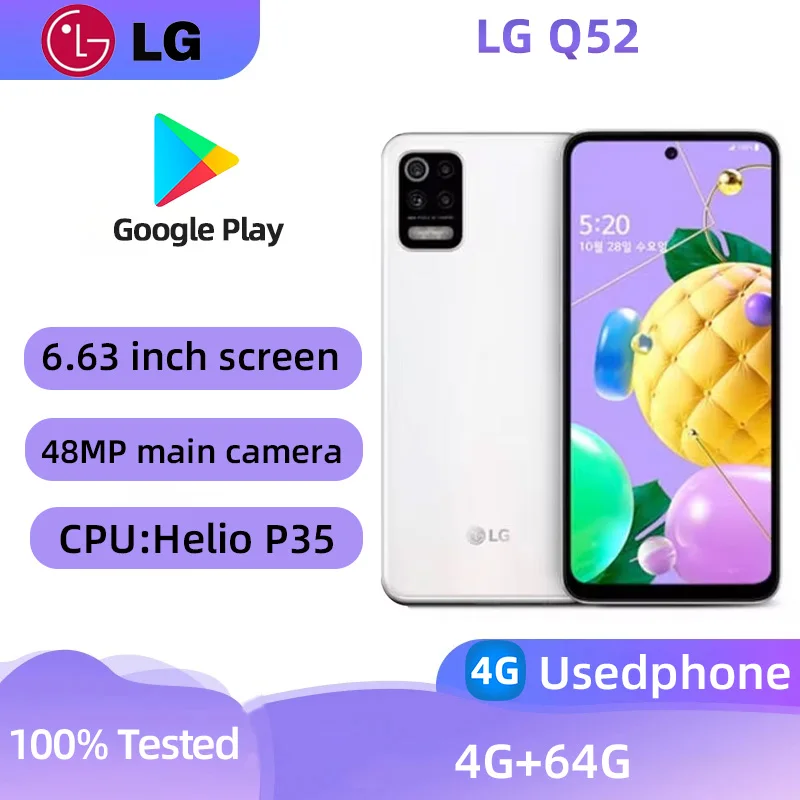 LG Q52 4G SmartPhone CPU MediaTek Helio P35 MT6765  6.6inch  4000mAh  48MP Cameras Android Used Phone