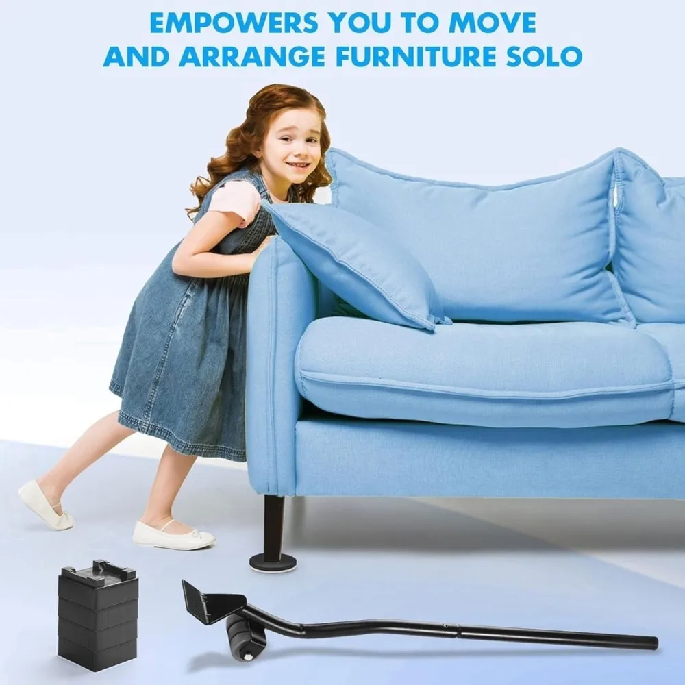 1 Lifter Tool, 4 Raise Blocks,Movers, Sliders & Wheels to Move Sofa, Refrigerator, Washing Machine Easily & Safely, 1Kit