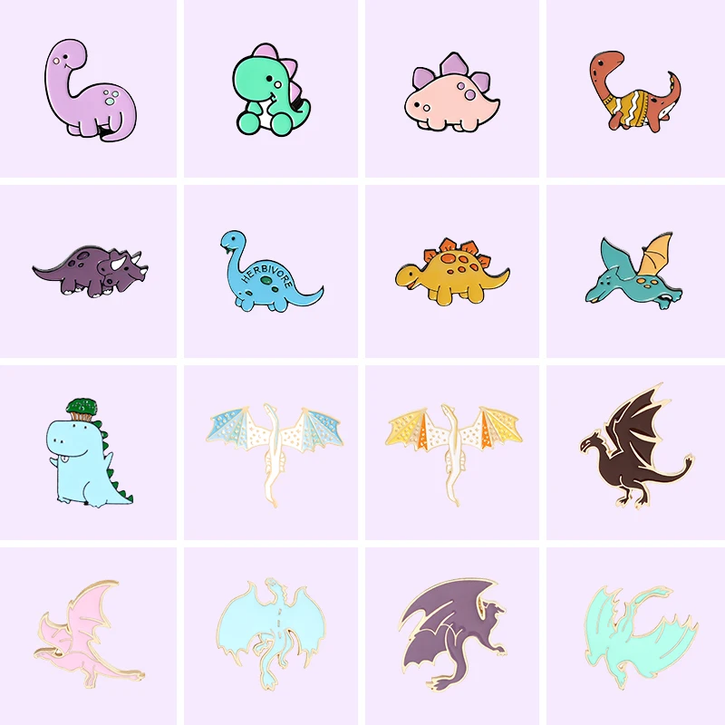 

Dinosaur Enamel Pins Custom Extinct Animal Brooches Clothes Backpack Decoration Lapel Pin Metal Badge Jewelry Gift Drop Shipping