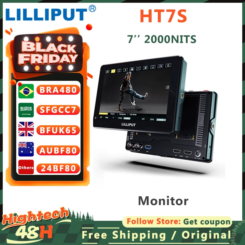 LILLIPUT HT7S New 7 Inch 2000 Nits Ultra Brightness 3G-SDI HDMI-Compatible touch control Monitor DSLR On-Camera Monitor