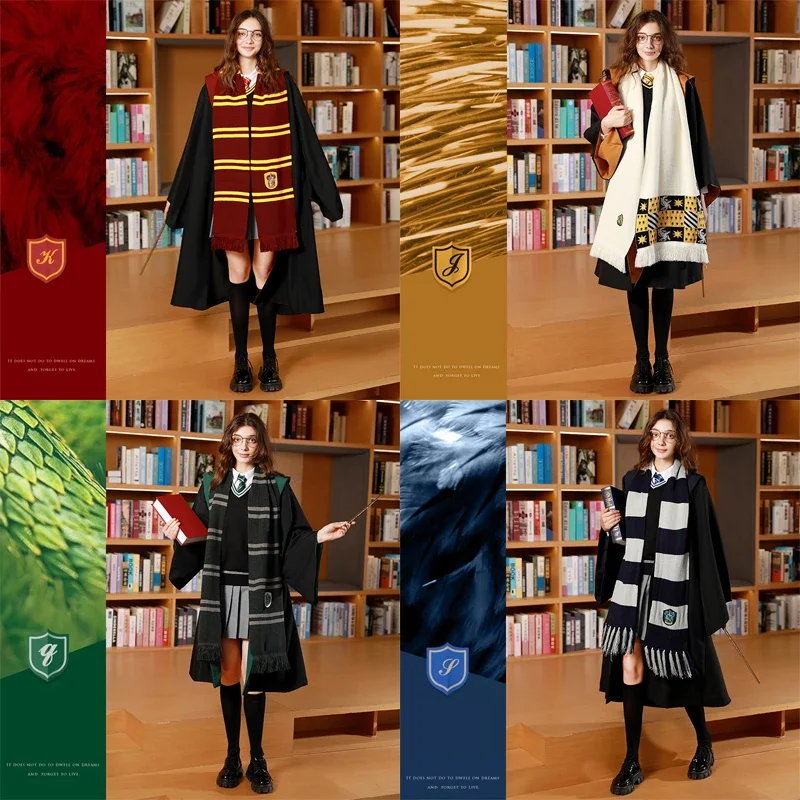 Chal Gryffindor Slytherin grueso calidez fiesta de Halloween Cosplay bufanda decoración regalo juguete alrededor de películas de Harris