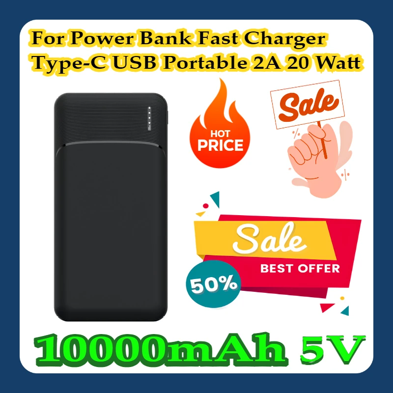 

For 10000mAh Power Bank Fast Charger Type-C USB Portable 5V 2A 20 Watt