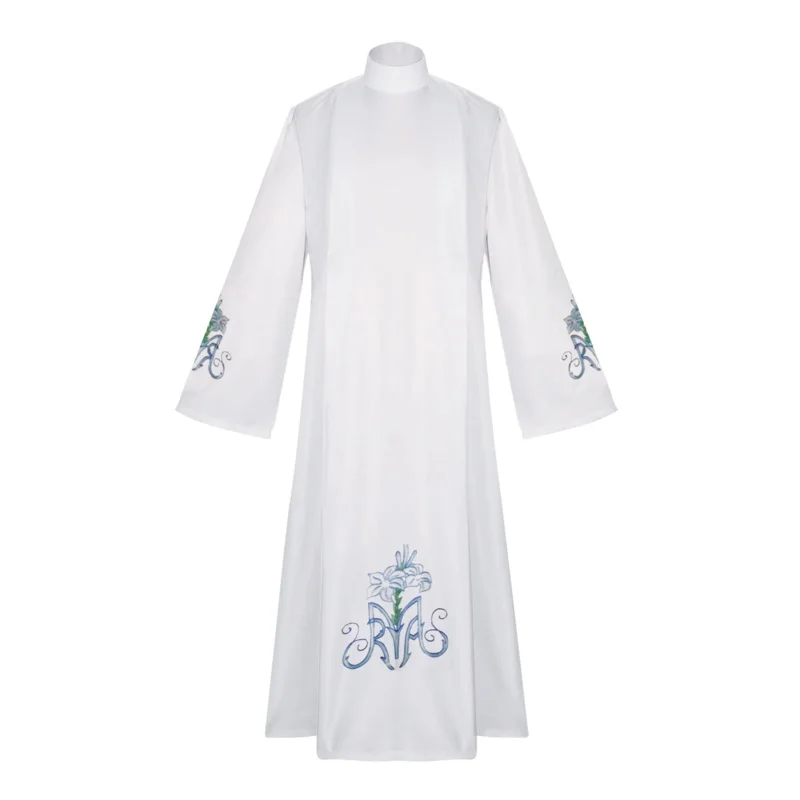 رداء الكاهن الأبيض للهالوين من القرون الوسطى - زي رجالي كاثوليكي لمرحلة لعب الأدوار gh;0