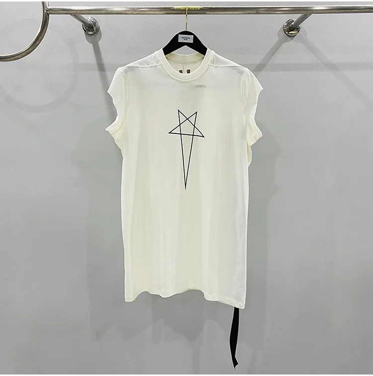 

New summer men and women couples loose loose big yards shaped five-star printing ribbon decoration long tee shirt