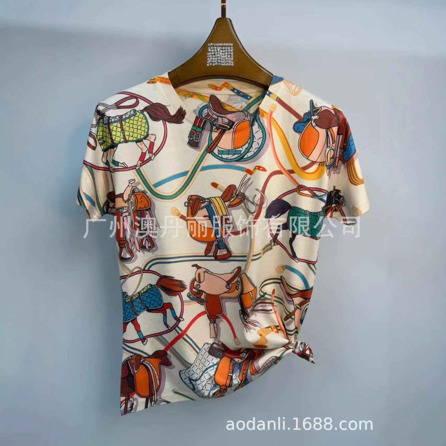 2026 Cartoon Printed Short Sleeve T Shirts Women Clothes Vintage Style Casual Horse Pattern Female Summer Tops Женская Одежда