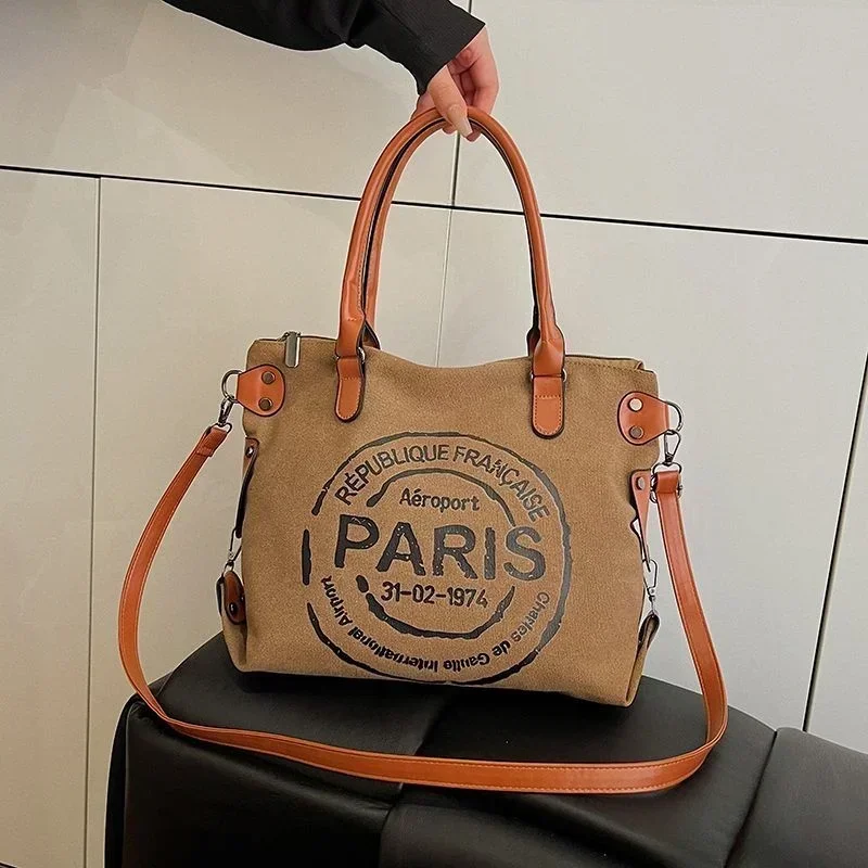 

2025 Luxury Designer Classic Retro Canvas Handbag Crossbody Bag, Adjustable Shoulder Strap Crossbody Bag Retro Printed