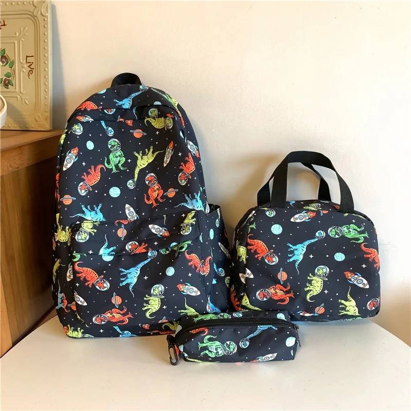 

3 шт. рюкзак с динозавром и пеналом для обеда, женская школьная сумка с динозавром, милый набор книг для детей, девочек, мальчиков, взрослых, колледжа