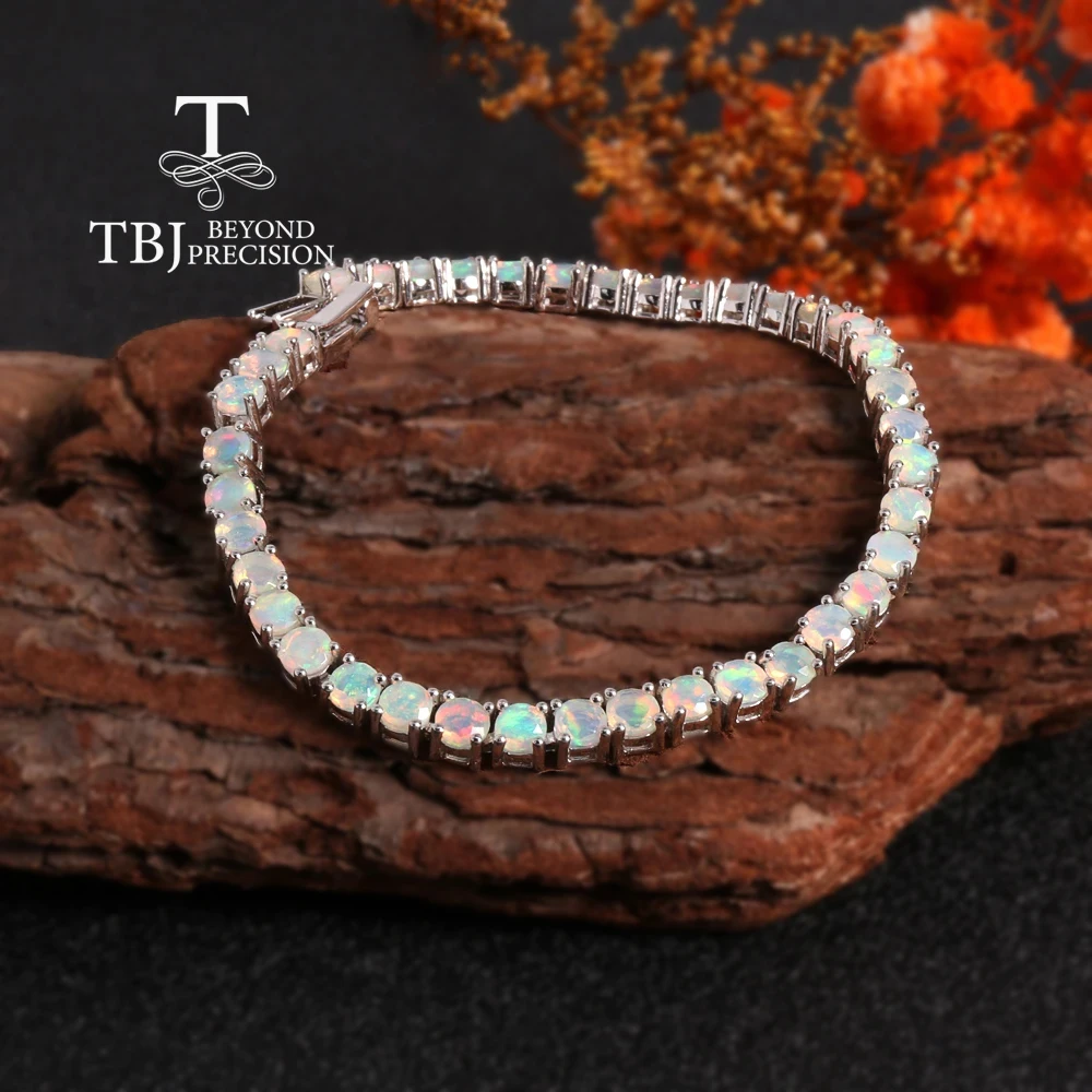 

Gorgeous color rich natural Opal Round 4.0mm gem bracelet S925 silver fine jewelry women anniversary & Engagement & banquet wear