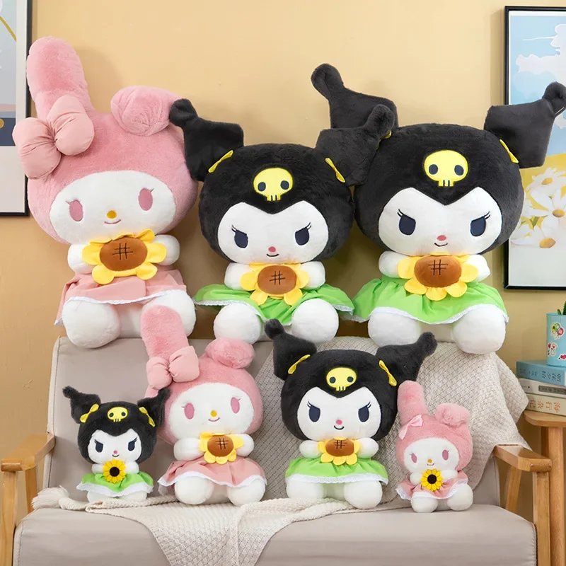 30/45cm SANRIO Kuromi Melody Cinnamoroll Sunflower การ์ตูนน่ารักตุ๊กตายัดนุ่นของเล่นตุ๊กตานุ่มหมอน kado ulang tahun เด็ก