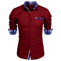 Men's casual long-sleeved shirt business travel Men design simple, fashionable solid color shirt, large size XS-6XL fast deliver