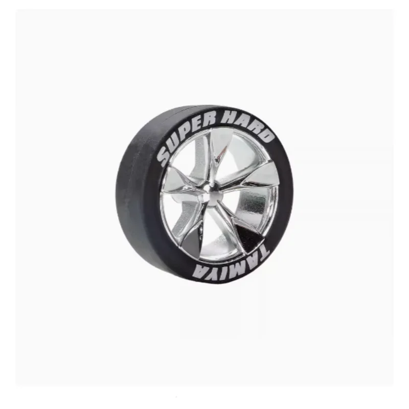 TAMIYA mini four-wheel drive VZ chassis double ridged medium diameter electroplated wheel black hard tire 18096