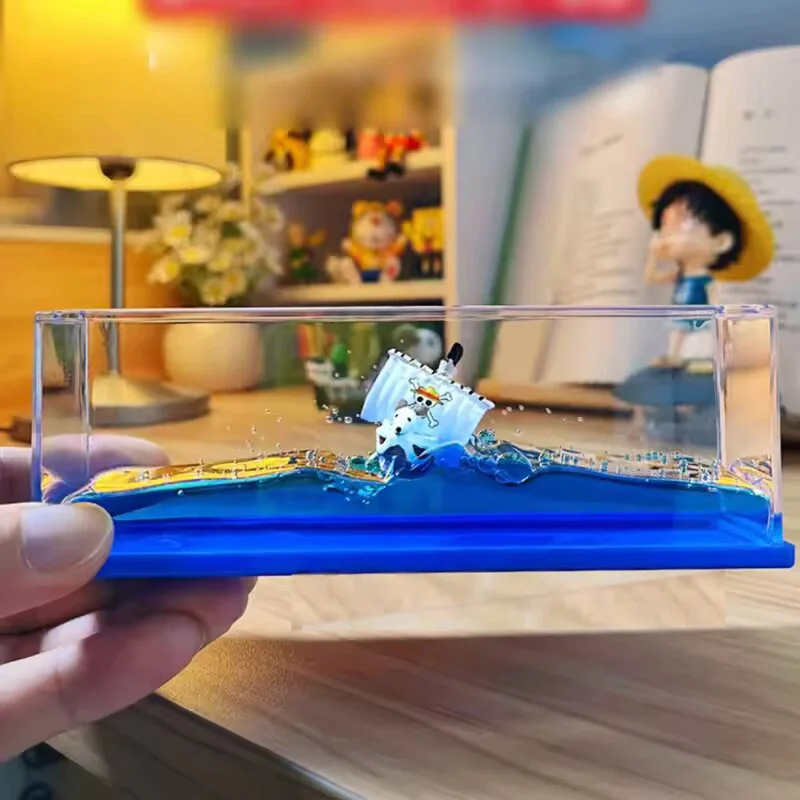 

One Piece Drift Bottle Toy - Thousand Sunny Ship in Liquid Acrylic Display, Festive Anime Christmas Gift for Children Fans