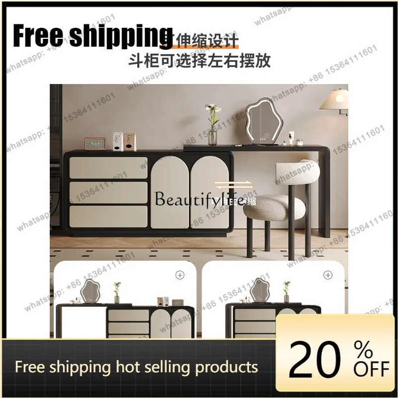 JJ Bedroom Retro Dressing Table Wardrobe Integrated Antique Dressing Table Storage Cabinet