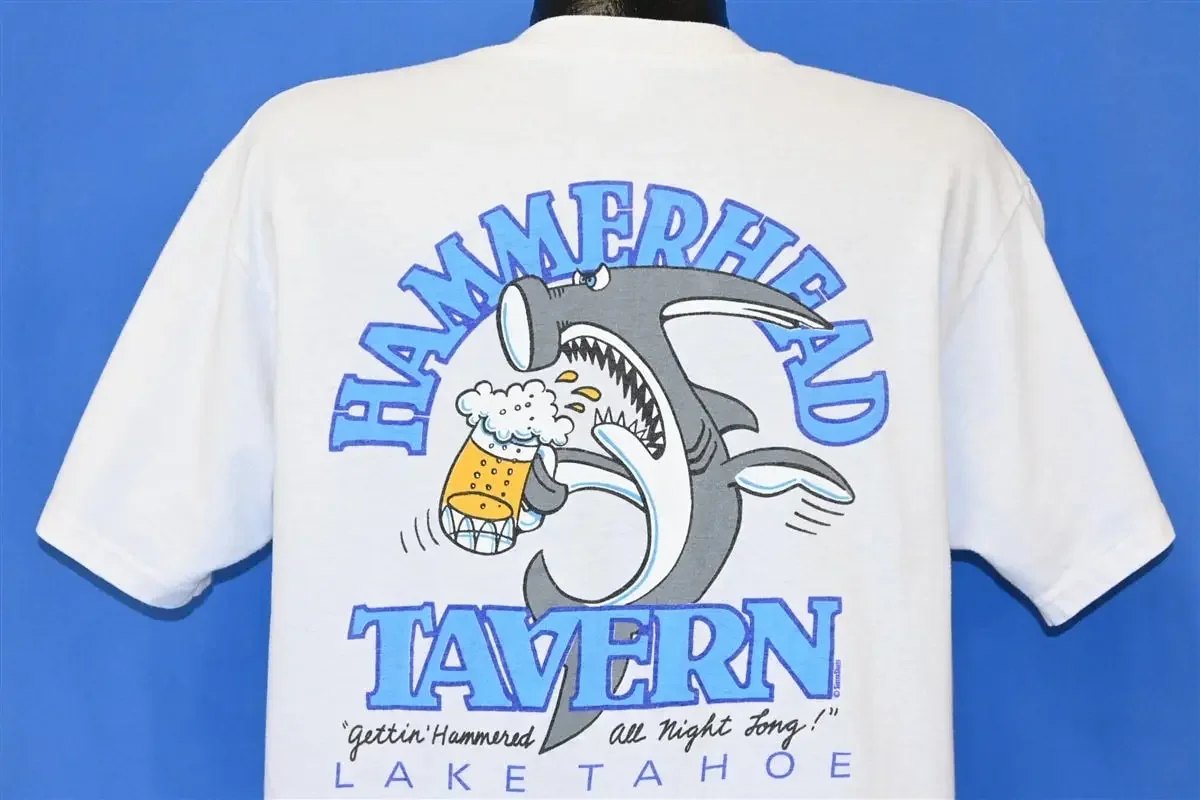 80s Hammerhead Tavern Lake Tahoe California Bar Shark Souvenir T-shirt