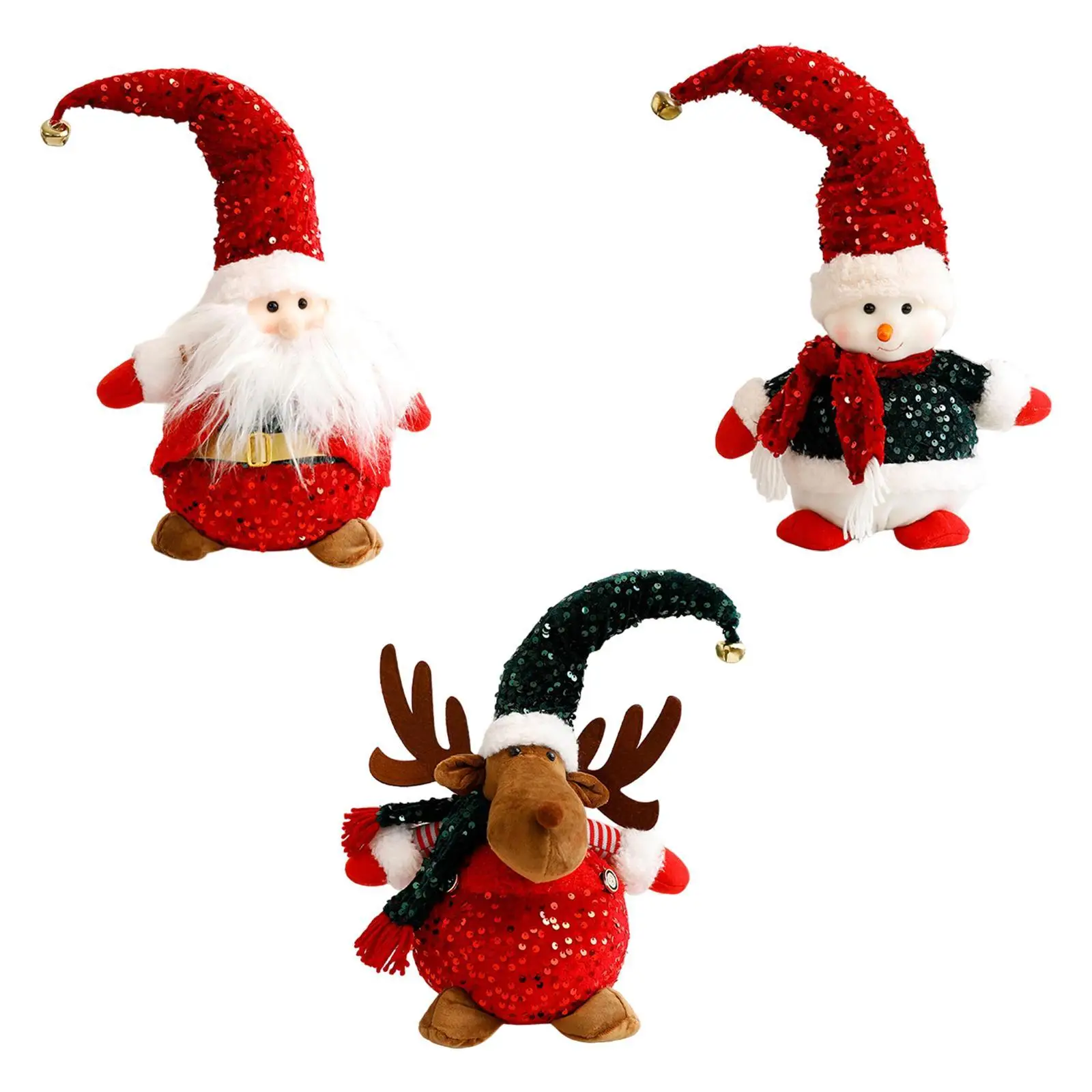 Christmas Doll Plush Statue Festive Figurine for Home Decor Tabletop Shelf Office Living Room Ornament Collectible Holiday Art