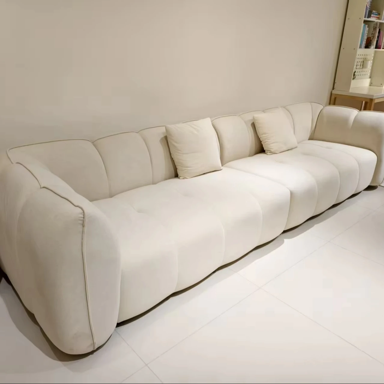 

！@Model 5135 Pumpkin Sectional Sofa Set Cat Claw Velvet Solid Wood Frame Sponge High Resilience Comfort Couch for Living Rooms