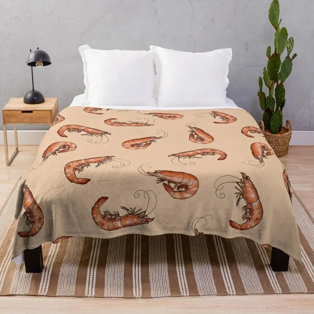 All the Prawns and Shrimp Seafood Feast in Peach Throw Blanket Air Conditioner Soft Blanket for Office Home
