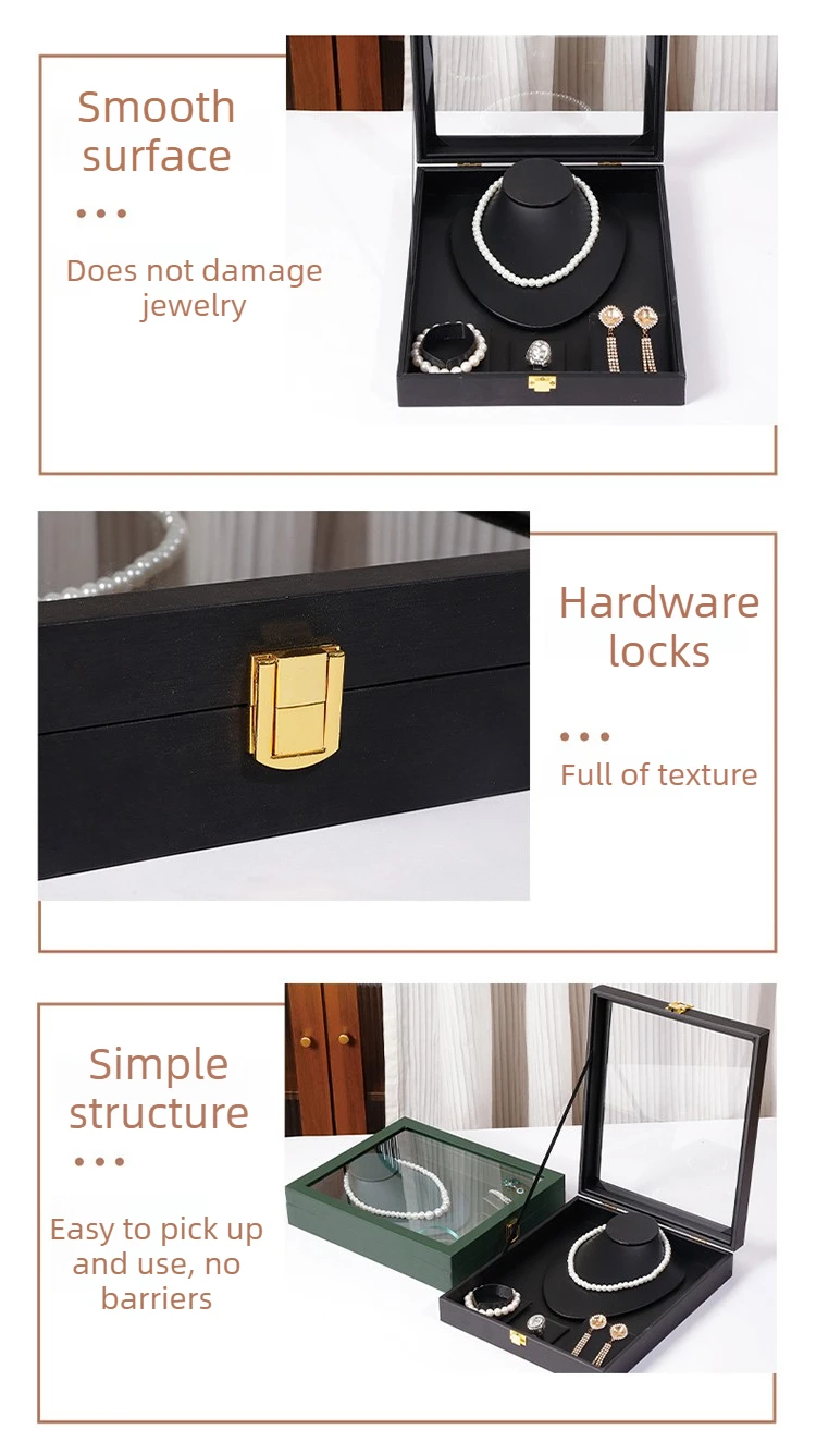 Leather Jewelry Box Luxury Necklace Earrings Storage Boxes Women Organizer Jewelry Display Stand Ring Accessory Packaging Case