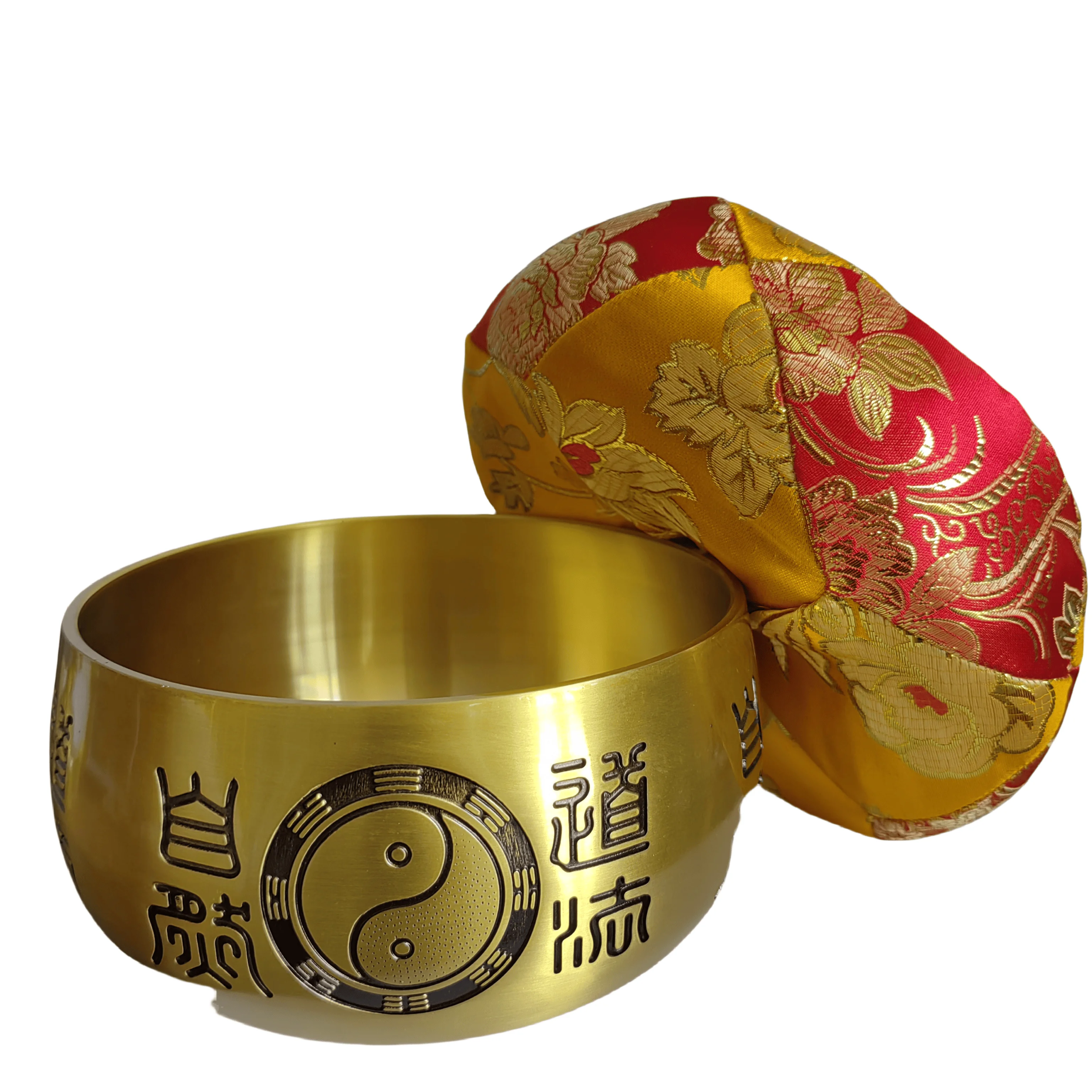 Golden Brass Casting Buddhist Singing Bowl Himalayan Chime Religious Musical Instrument