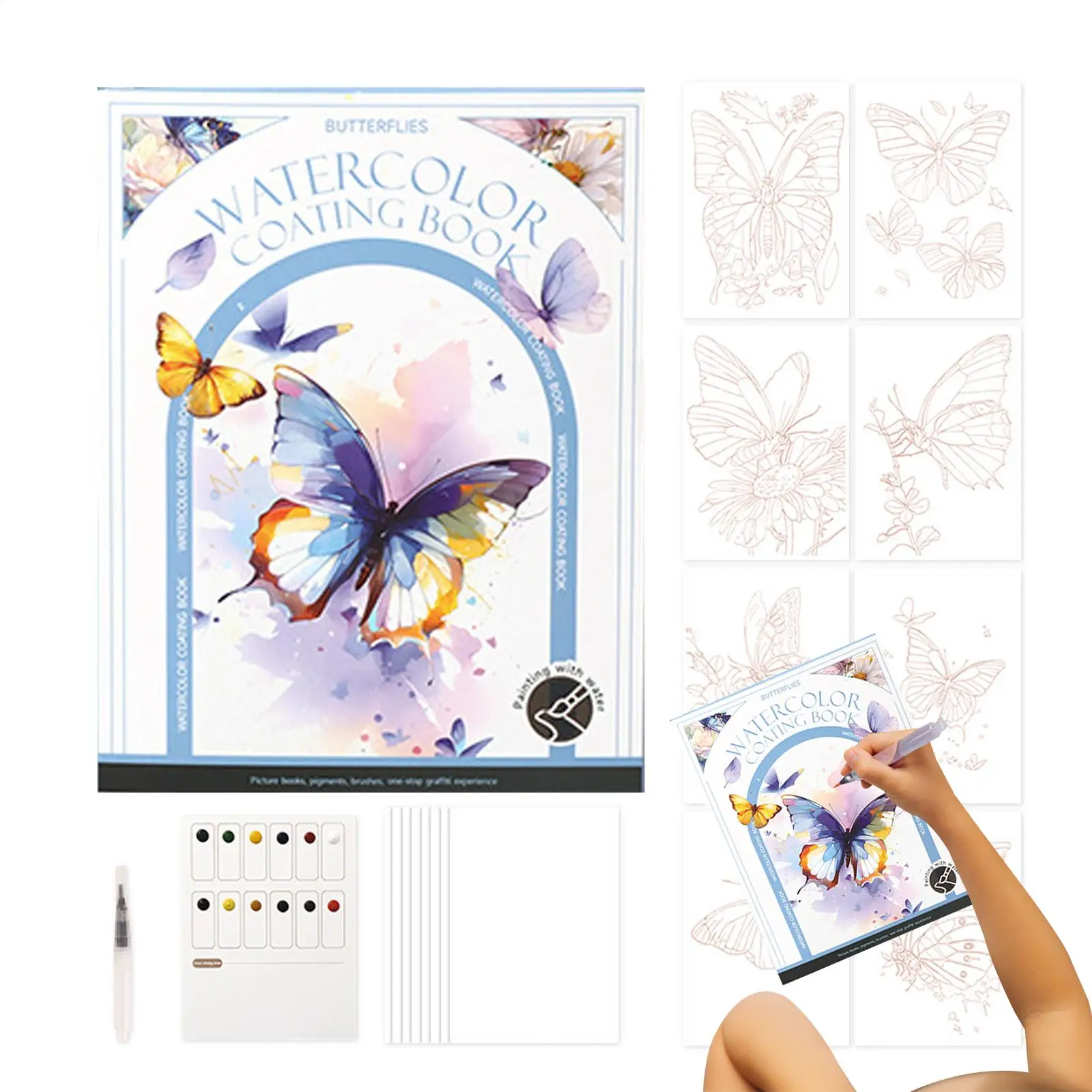 

Water Coloring Book Travel Watercolor Kit Art Supplies Multifunctional Professional Drawing Painting Kit Bulk Stationery