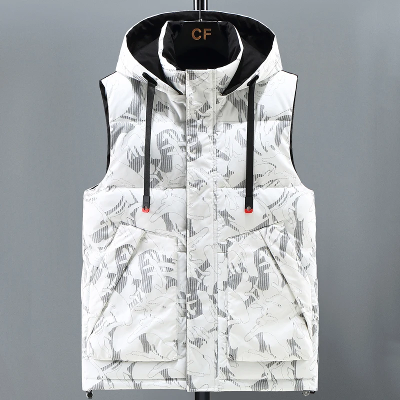 Winter Thick Vests Men 2023 Brand Casual Camouflage Warm Cotton Padded Sleeveless Jacket Men Plus Size Waistcoat Hooded L-6XL