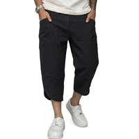 Summer Linen Short Pants Man Lightweight Pants for Men Breathable Baggy Pant Outdoor Men's Cotton Pants Multi-pocket Trousers 2