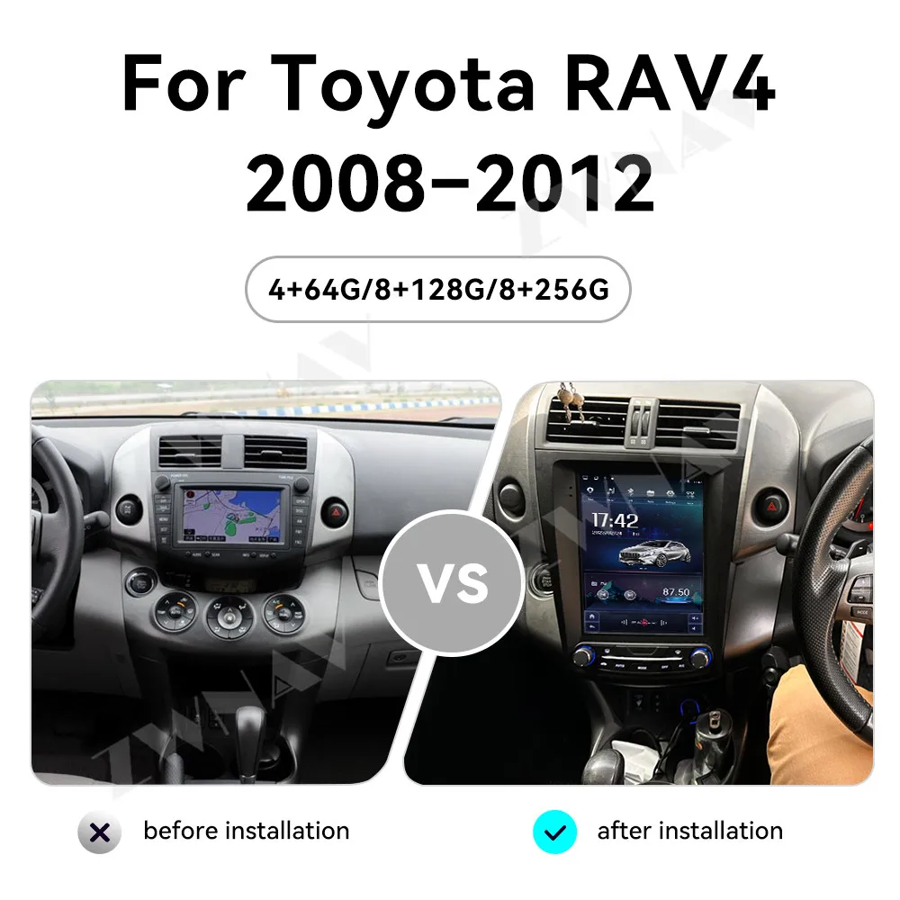 ZWNAV لتويوتا RAV4 2008 - 2012 10.4 "سيارة مشغل وسائط متعددة راديو نظام تحديد المواقع والملاحة أندرويد 13 السيارات Carplay ستيريو رئيس وحدة #6