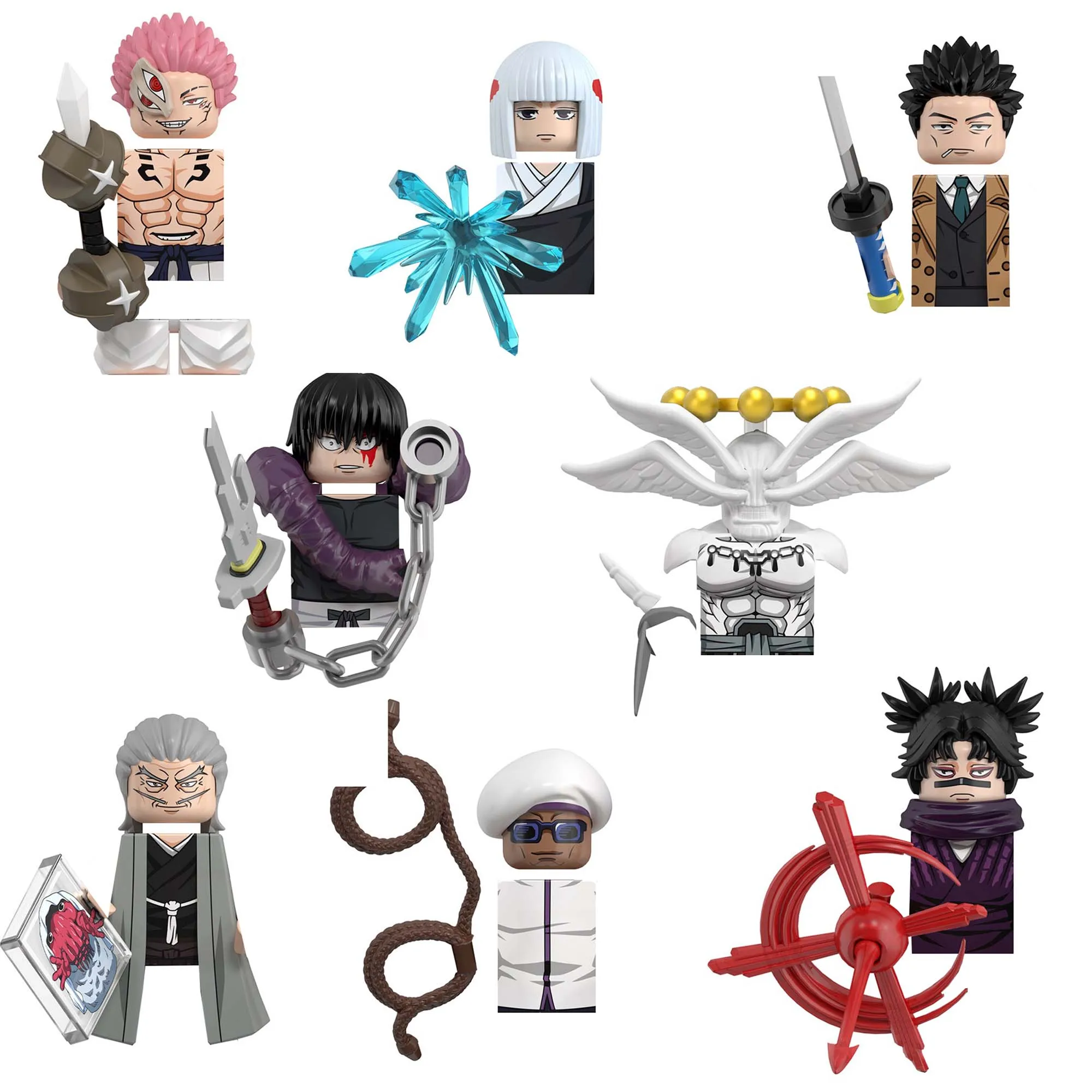 Anime JJK Building Blocks Toji Gojo Satoru Makora Atsuya Miguel Choso Itadori Yuji Hana Sukuna Figure Brick WM6201 WM6202 WM6200