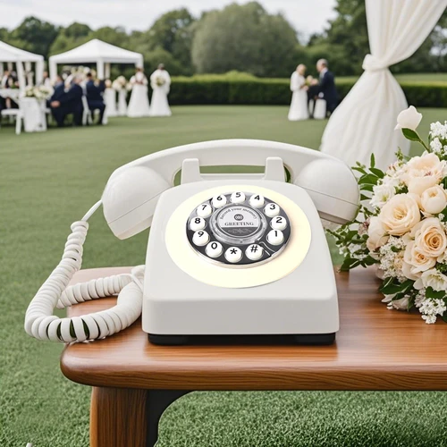 Teléfono retro vintage con función de grabación: diseño clásico para libros de invitados de boda, aniversarios y eventos especiales