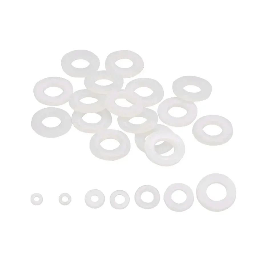 500 pz/scatola accessori auto M2 M2.5 M3 M4 M5 M6 M8 M10 rondella di Nylon di plastica distanziale piatto rondelle guarnizioni guarnizione O Ring Kit bianco