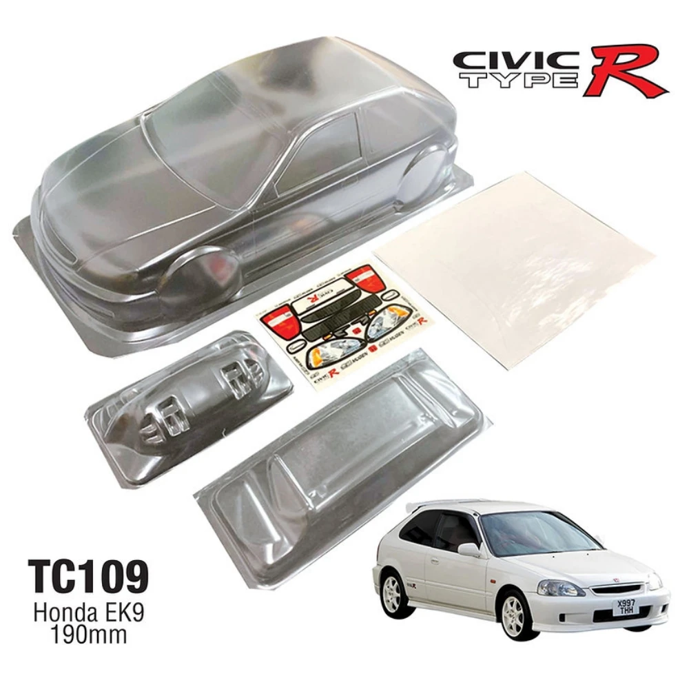 Scale 1:10 Honda EK9 Clear body shell set fit RC Drift Chassis 255mm-260mm Wheelbase Tamiya tt01 tt02 Kyosho fazer mk2 Yokomo