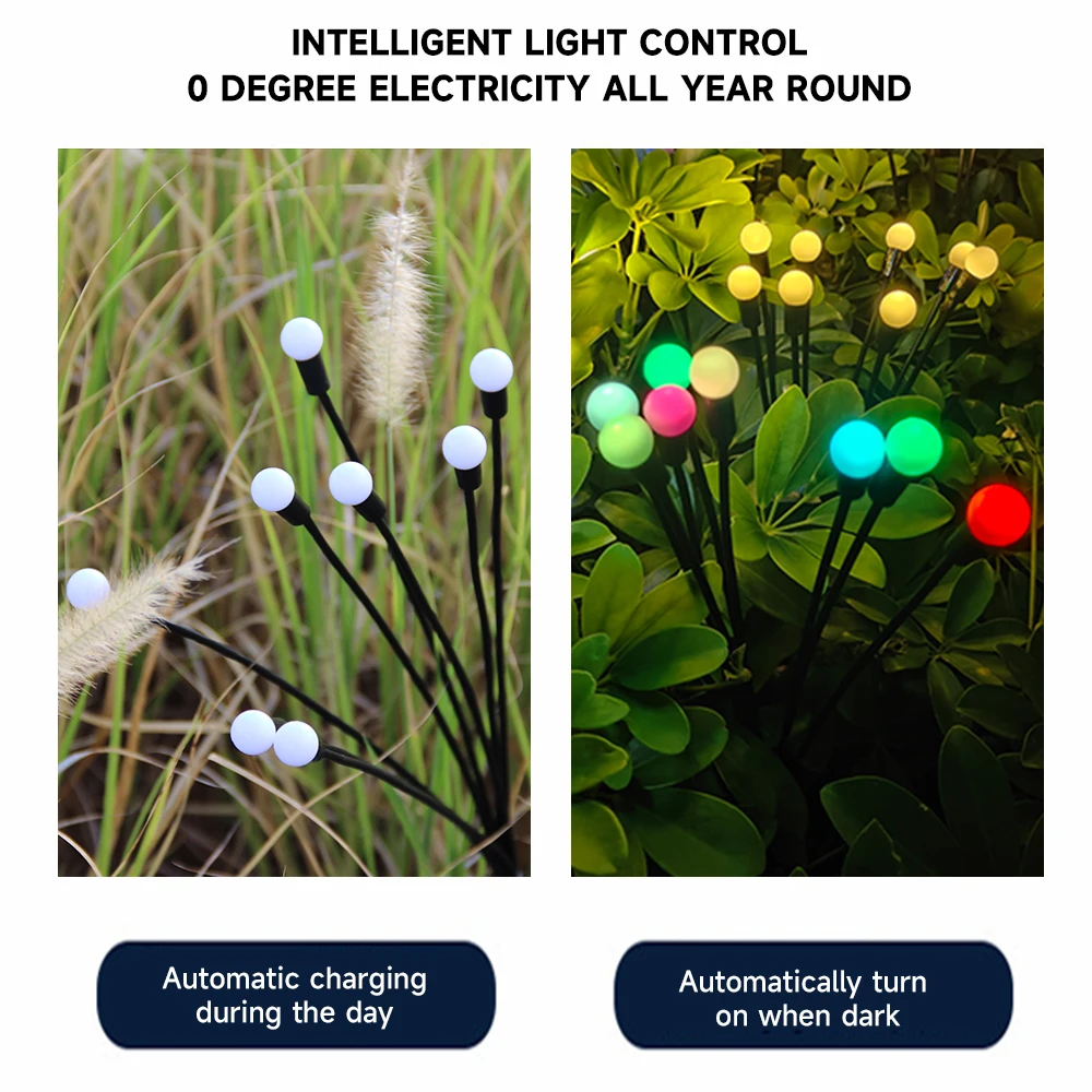 8LED Solar Garden Lamp LED Wind-driven Firefly Ground Plug Lamp Garden Ramadan Decoration Festival Lamp Landscape Lawn Lights