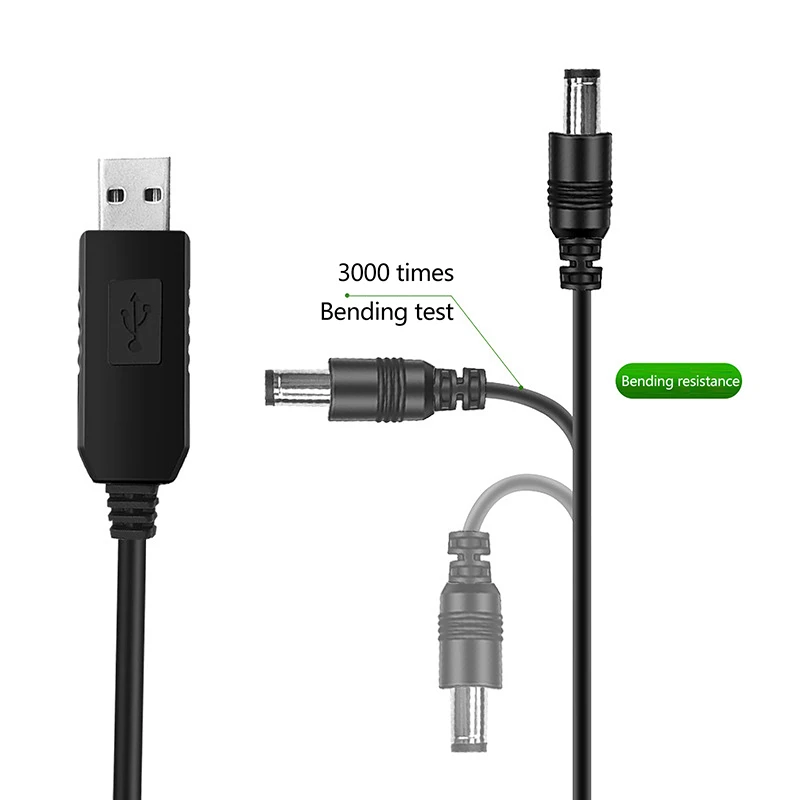5V to 9V or 12V USB Power Boost Line; Step Up Module for Router Adapter; USB Charging Wire Accessory