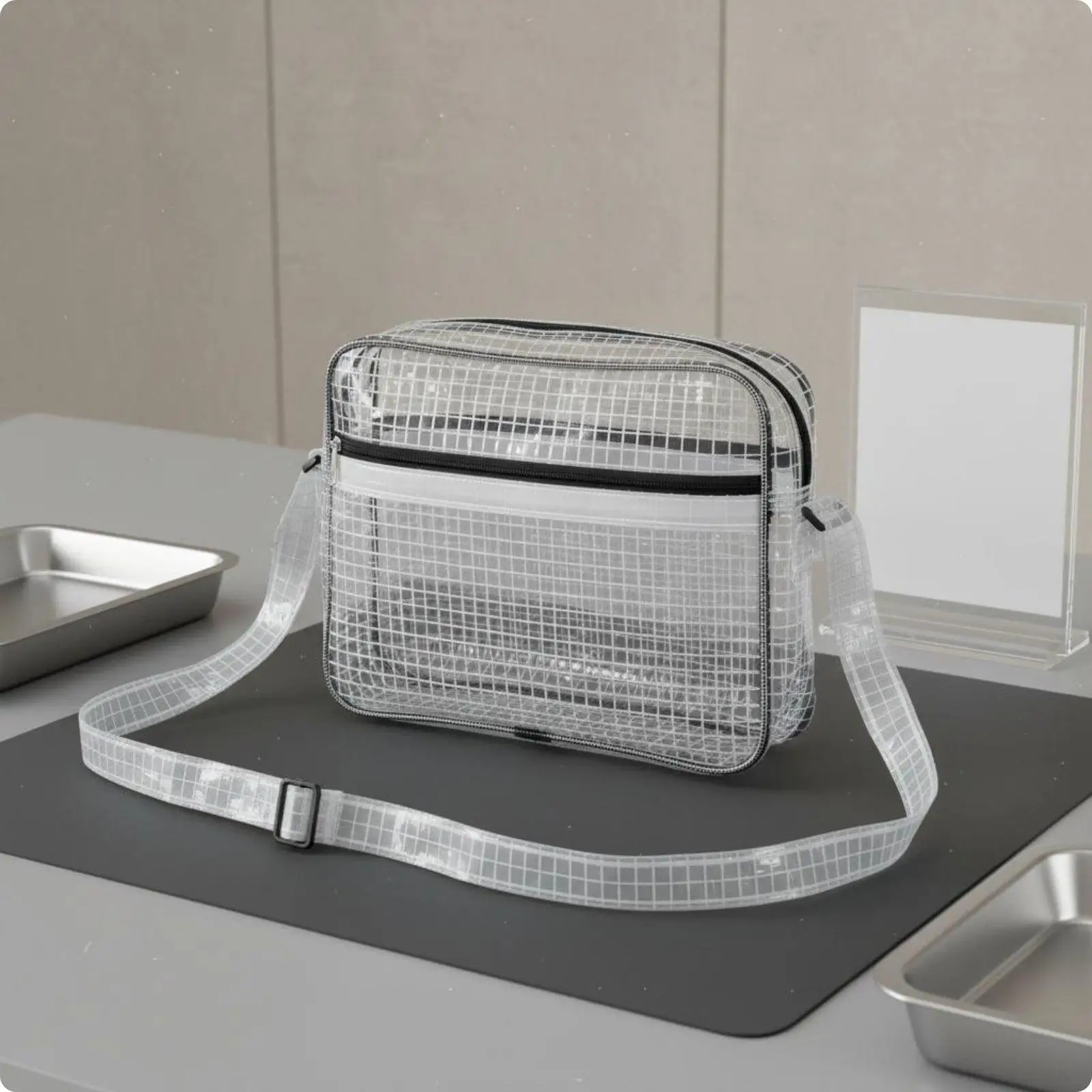 Transparent Shoulder Pack PVC Leather Crossbody Bag for Girls Large Capacity Mesh Style Lightweight See Through Carry All