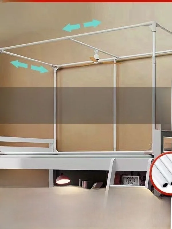 Thickened Student Dormitory Mosquito Net Stand Single Bed Lower Bunk Bed Pole Adjustable Length Bed Curtain Upper Bed