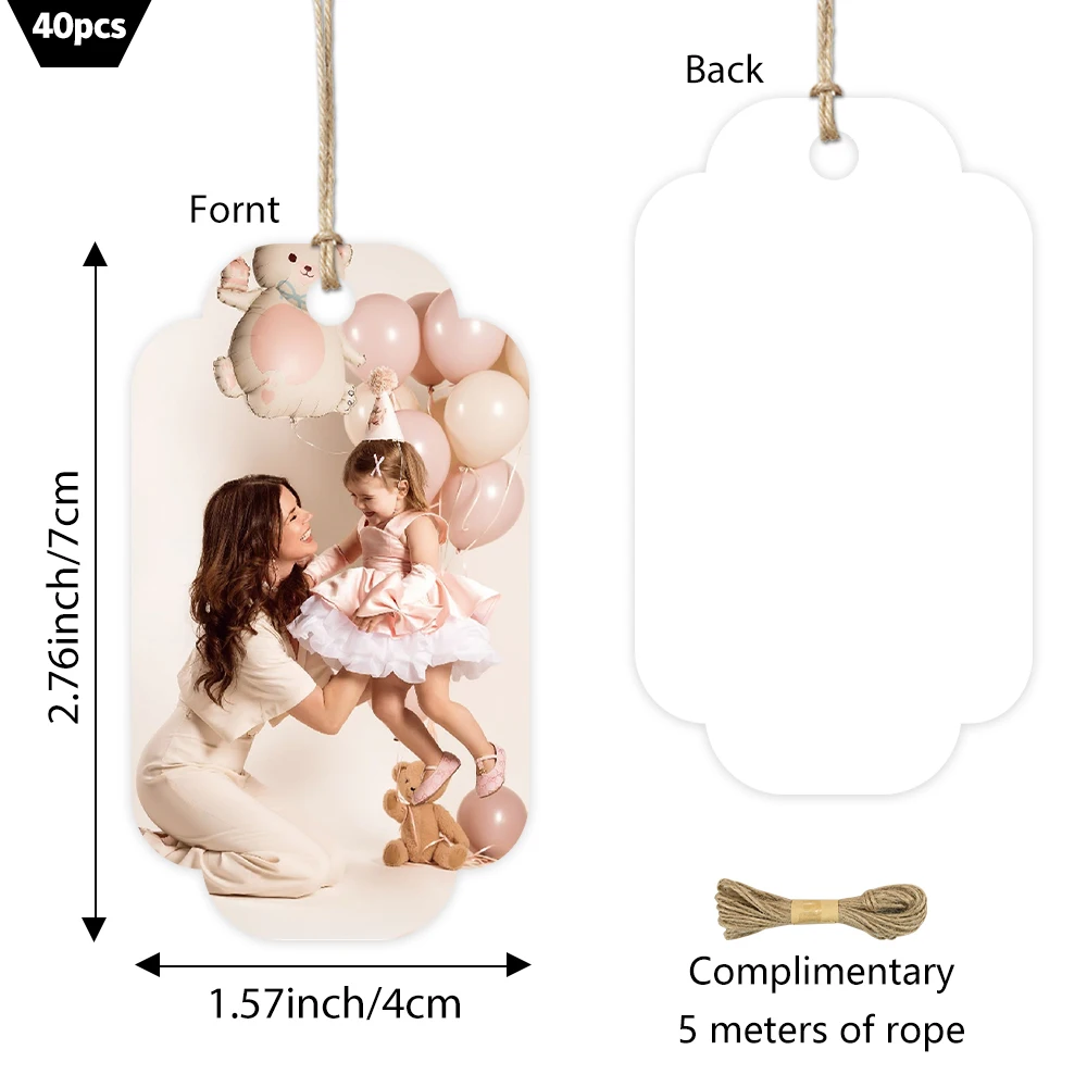 40/80/120pcs, Custom Image Gift Tags, Personalized Photo Favor Tags, Hanging Paper Labels with String for Birthday Gift Wrapping